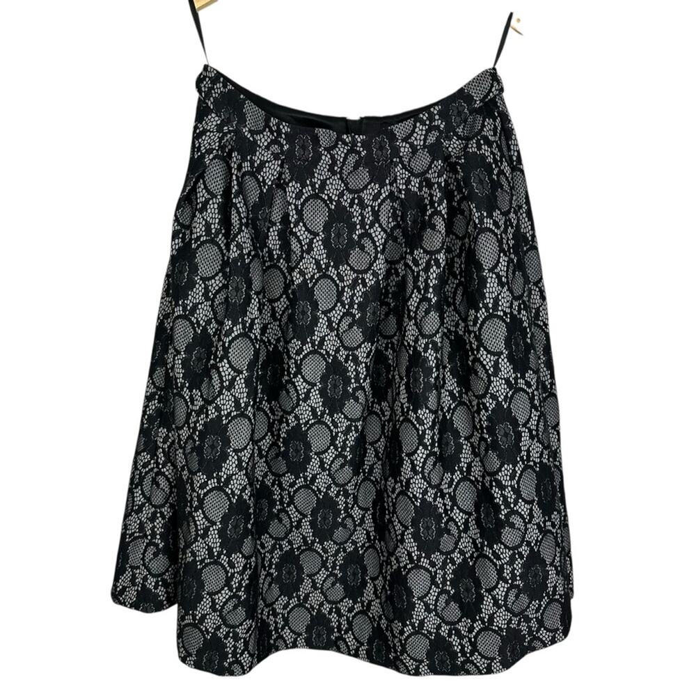 Karl Lagerfeld Cocktail Skirt Black Lace A-Line Full Midi Swing Size 8